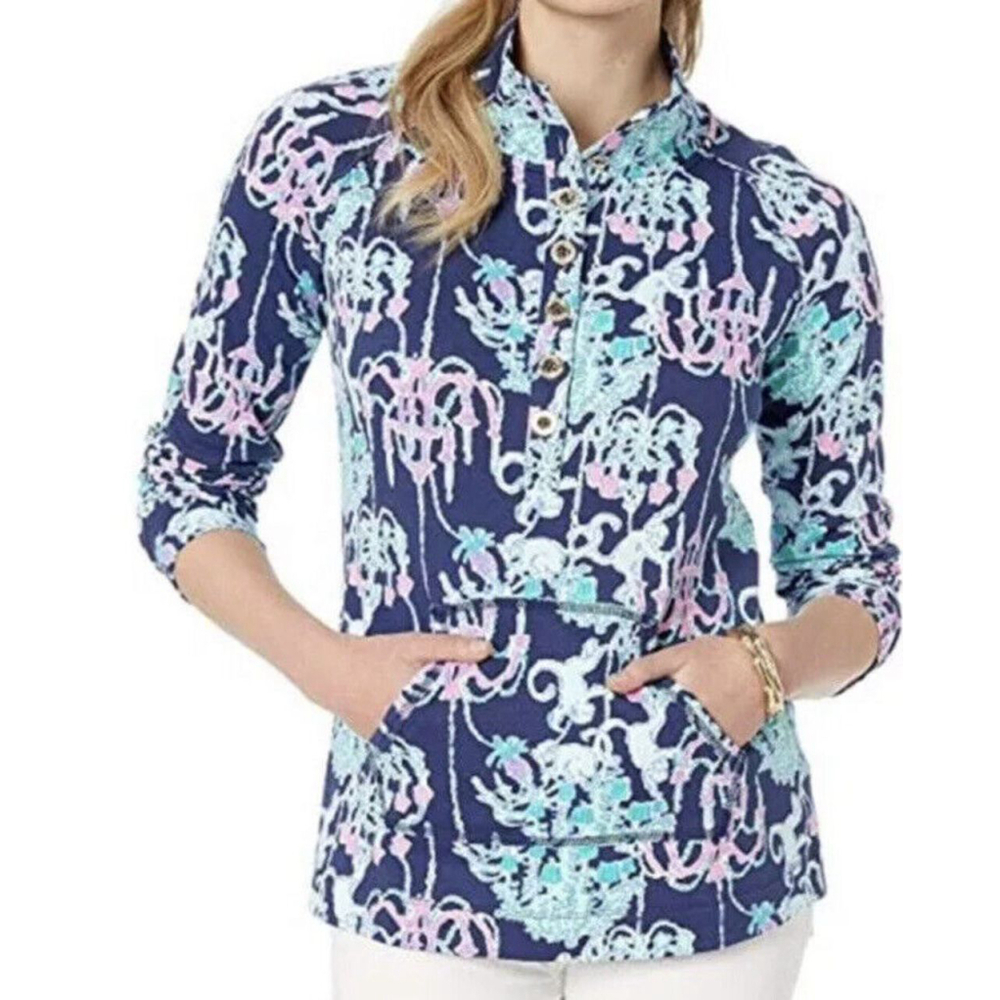 LILLY PULITZER UPF 50+ CAPTAIN POPOVER MONKEY TROUBLE XXS POCKET PULL ON $108.00